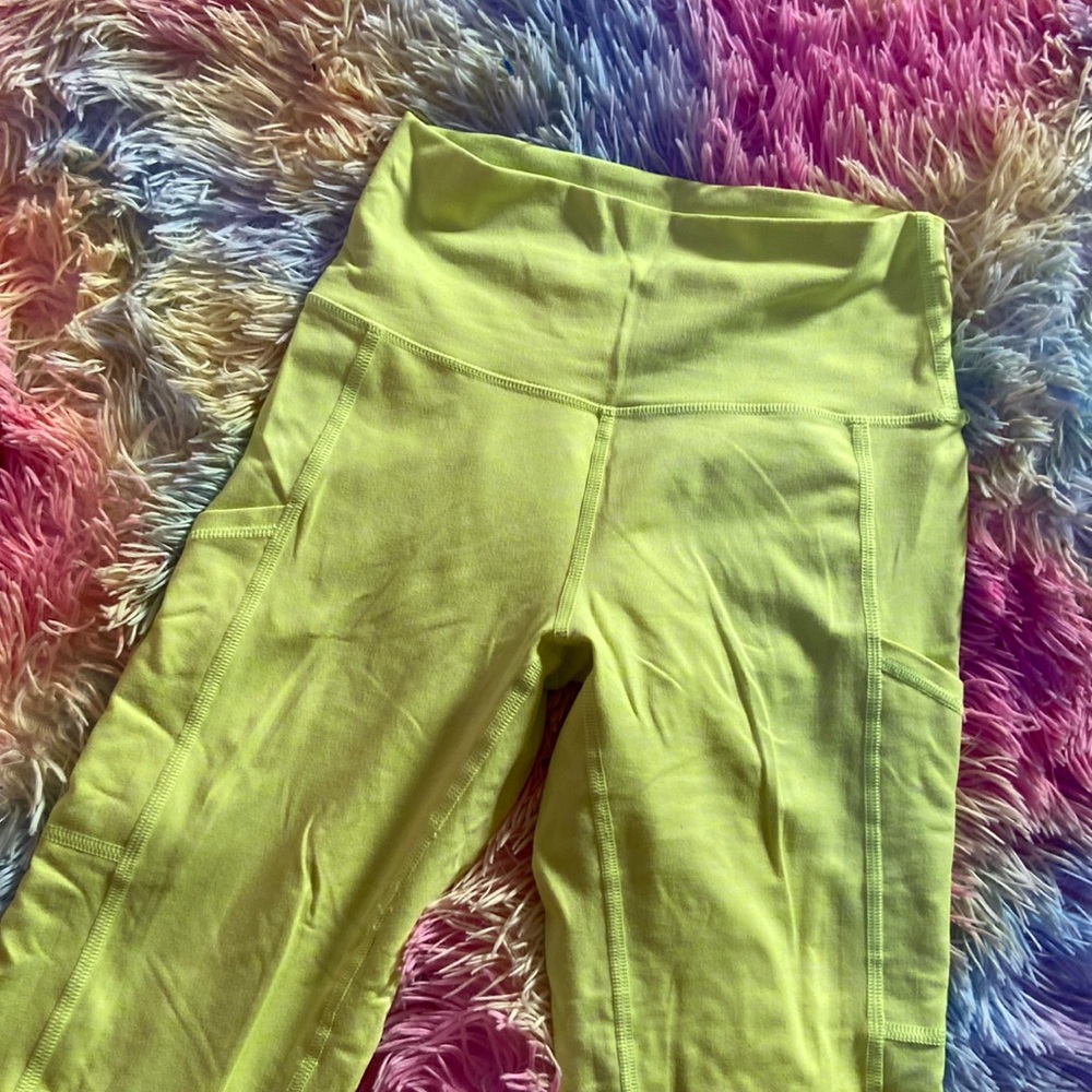 Neon yellow yoga pants